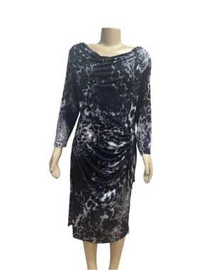 Gina Bacconi Navy and Gray Draped Dress
